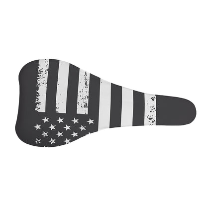 Grey And White American Flag Print Bicycle Seat Cover