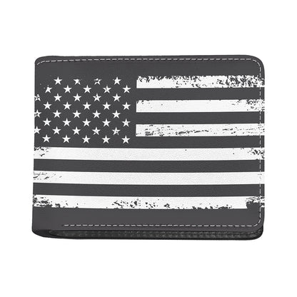 Grey And White American Flag Print Bifold Wallet