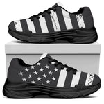 Grey And White American Flag Print Black Chunky Shoes