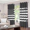 Grey And White American Flag Print Blackout Grommet Curtains