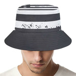 Grey And White American Flag Print Bucket Hat