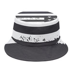 Grey And White American Flag Print Bucket Hat