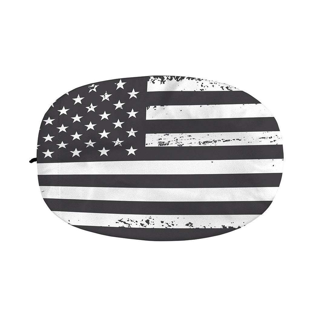 Grey And White American Flag Print Car Side Mirror Covers