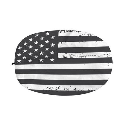 Grey And White American Flag Print Car Side Mirror Covers