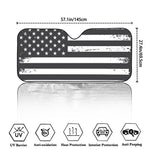 Grey And White American Flag Print Car Windshield Sun Shade