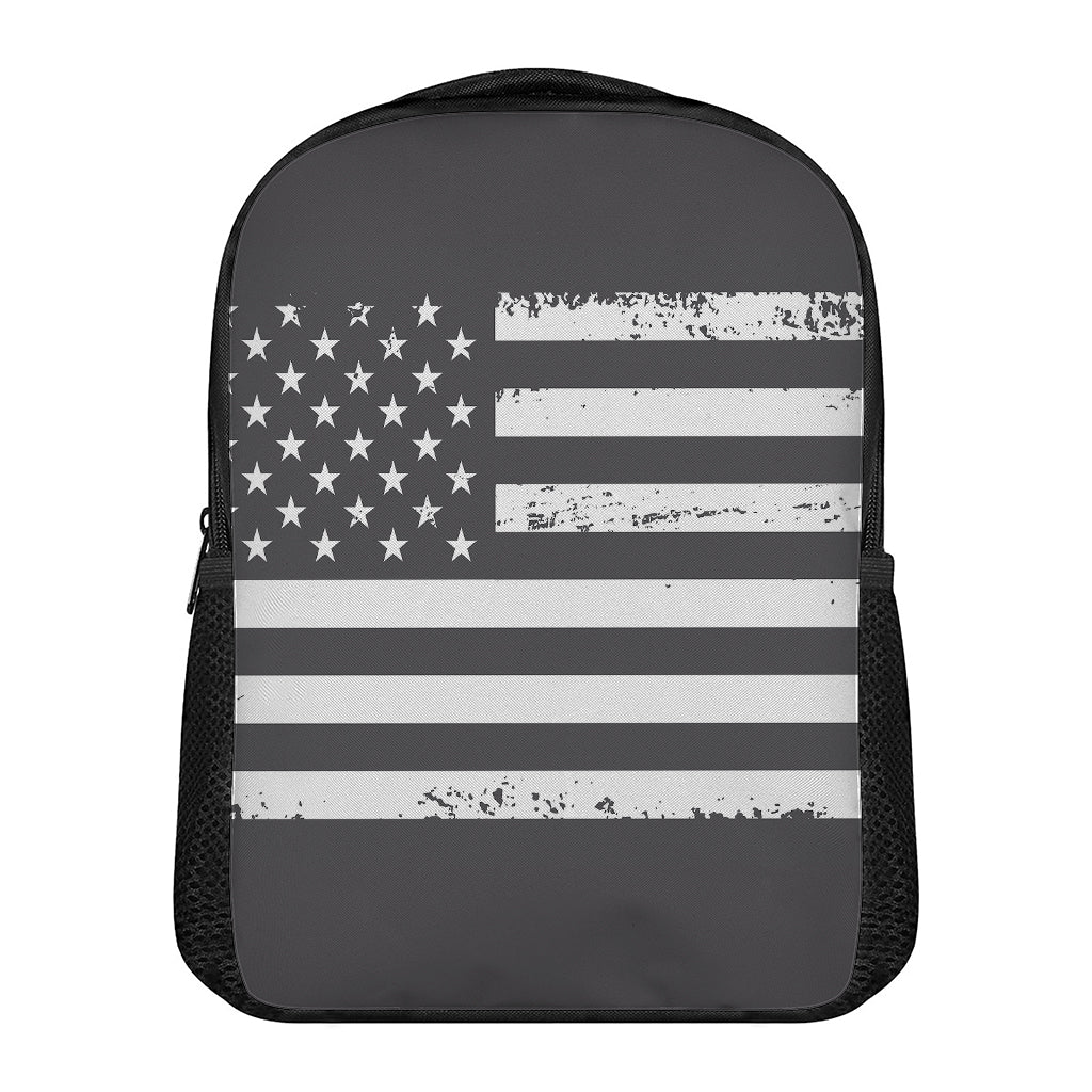 Grey And White American Flag Print Casual Backpack