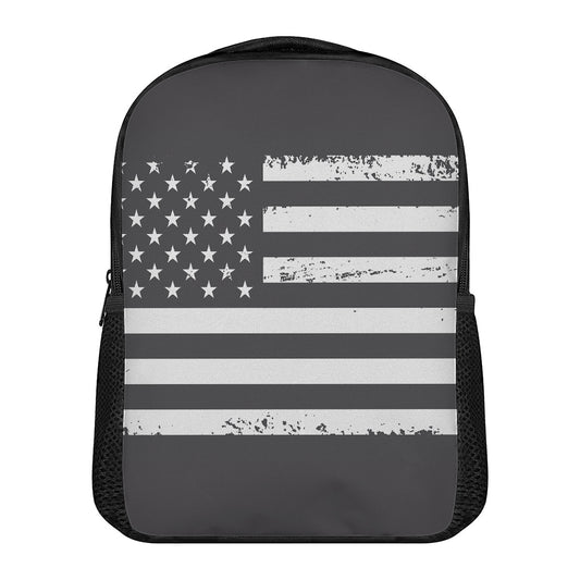 Grey And White American Flag Print Casual Backpack
