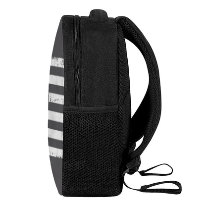 Grey And White American Flag Print Casual Backpack