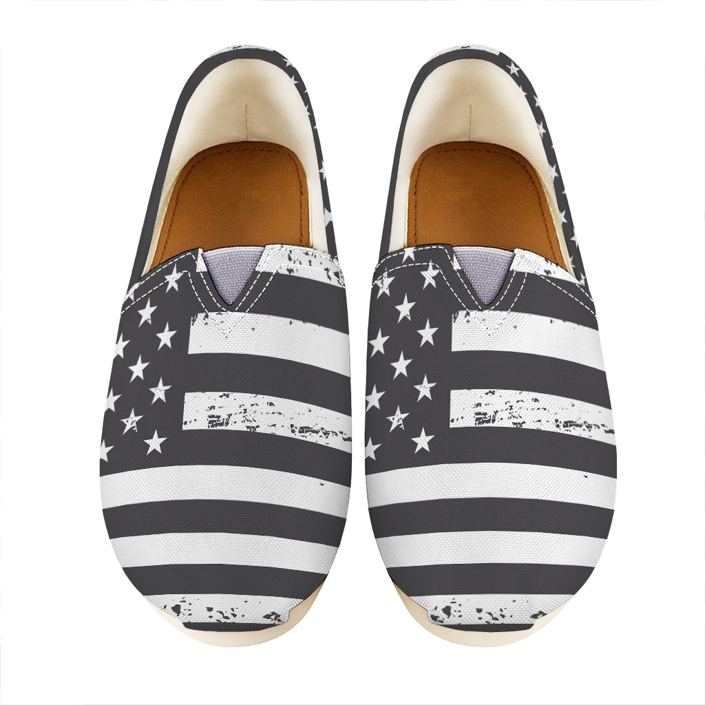 Grey And White American Flag Print Casual Shoes