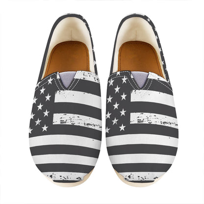 Grey And White American Flag Print Casual Shoes