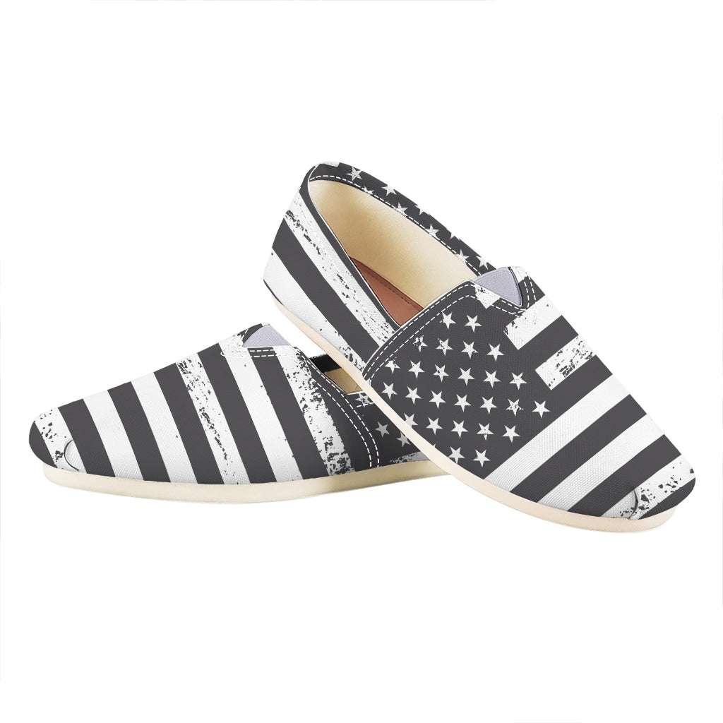 Grey And White American Flag Print Casual Shoes