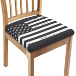 Grey And White American Flag Print Chair Cushion Cover