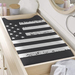 Grey And White American Flag Print Changing Pad Cover