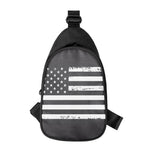Grey And White American Flag Print Chest Bag