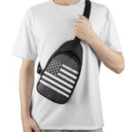Grey And White American Flag Print Chest Bag