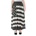 Grey And White American Flag Print Chiffon Maxi Skirt