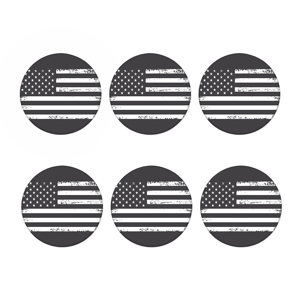 Grey And White American Flag Print Coaster Set