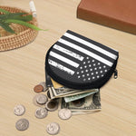 Grey And White American Flag Print Coin Purse