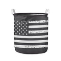 Grey And White American Flag Print Collapsible Laundry Basket