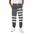 Grey And White American Flag Print Cotton Sweatpants