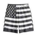 Grey And White American Flag Print Cotton Shorts