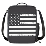 Grey And White American Flag Print Crossbody Lunch Bag