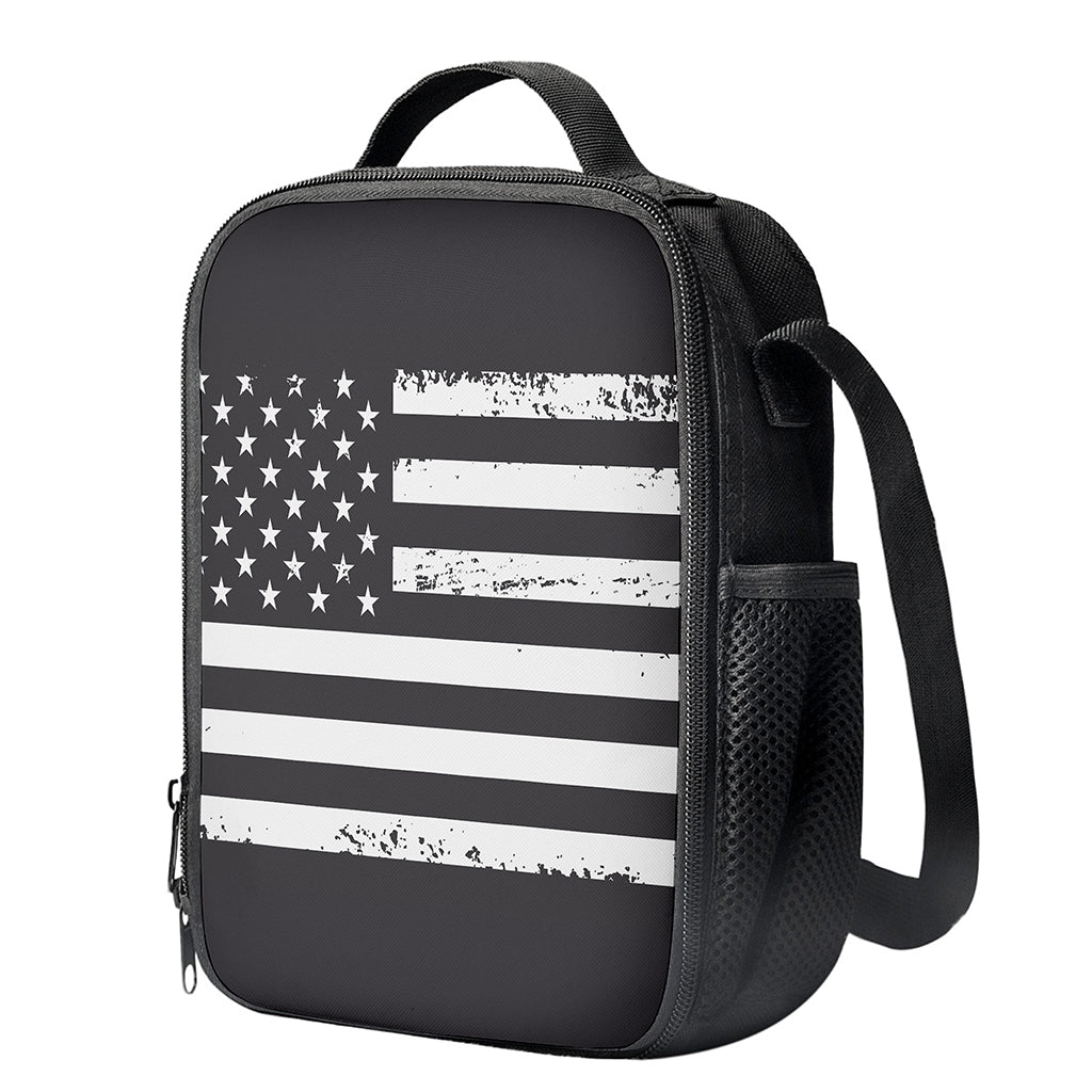 Grey And White American Flag Print Crossbody Lunch Bag