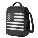 Grey And White American Flag Print Crossbody Lunch Bag