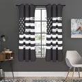 Grey And White American Flag Print Grommet Curtain Panels