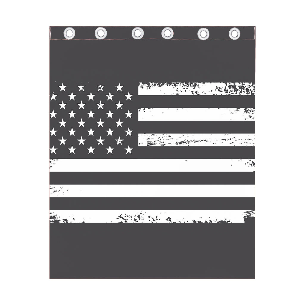 Grey And White American Flag Print Curtain