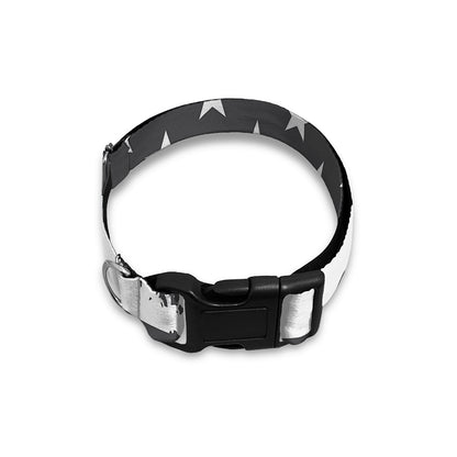 Grey And White American Flag Print Dog Collar