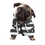 Grey And White American Flag Print Dog Zip Up Hoodie