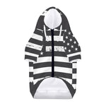 Grey And White American Flag Print Dog Zip Up Hoodie