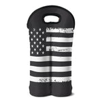 Grey And White American Flag Print Double Neoprene Wine Tote