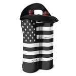 Grey And White American Flag Print Double Neoprene Wine Tote