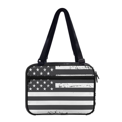 Grey And White American Flag Print Double Strap Bible Bag