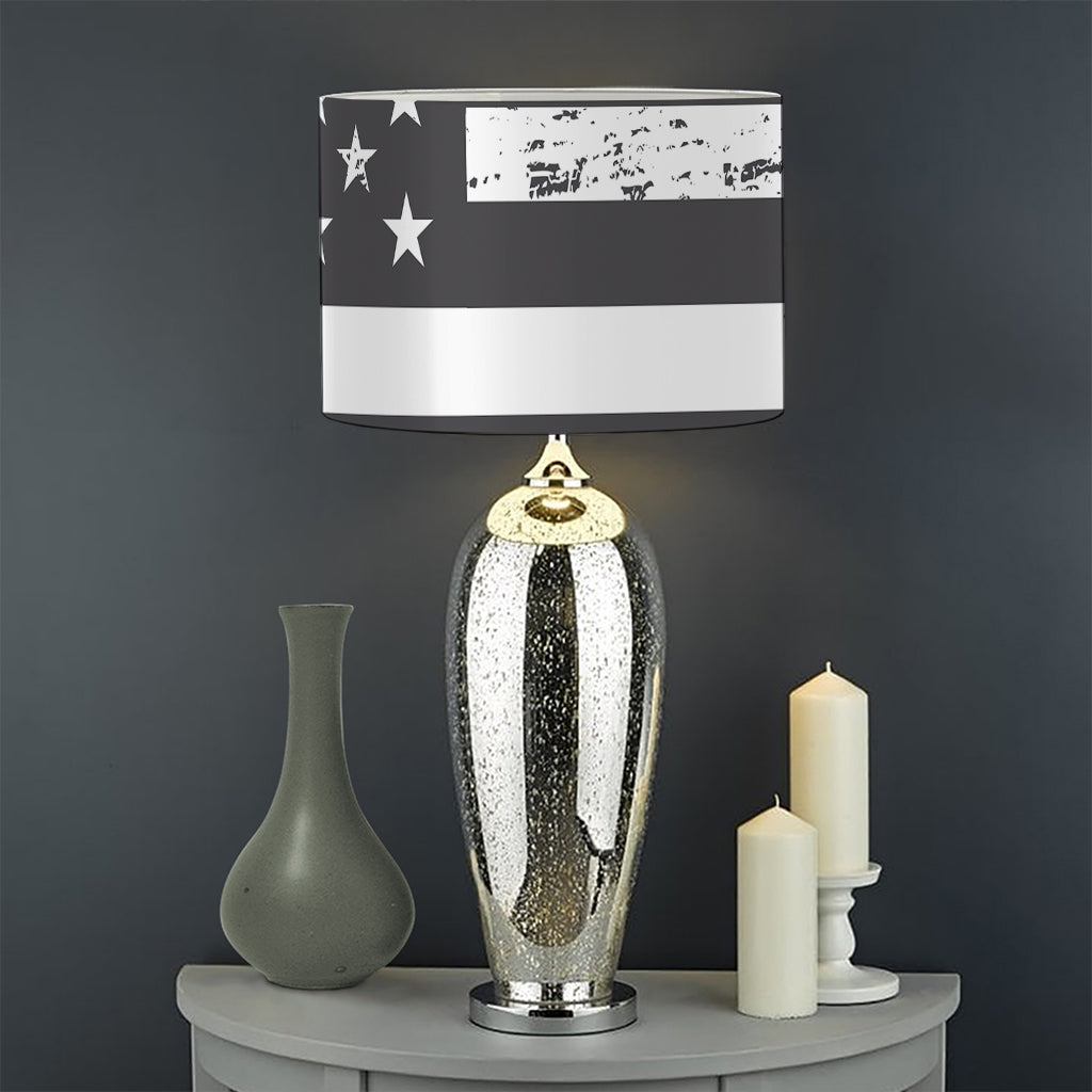 Grey And White American Flag Print Drum Lamp Shade