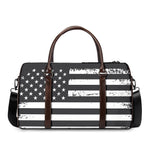 Grey And White American Flag Print Duffle Bag