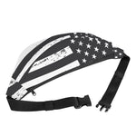 Grey And White American Flag Print Fanny Pack