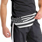 Grey And White American Flag Print Fanny Pack