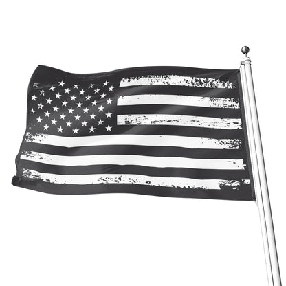Grey And White American Flag Print Flag