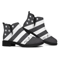 Grey And White American Flag Print Flat Ankle Boots