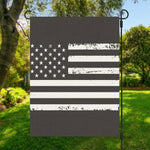 Grey And White American Flag Print Garden Flag