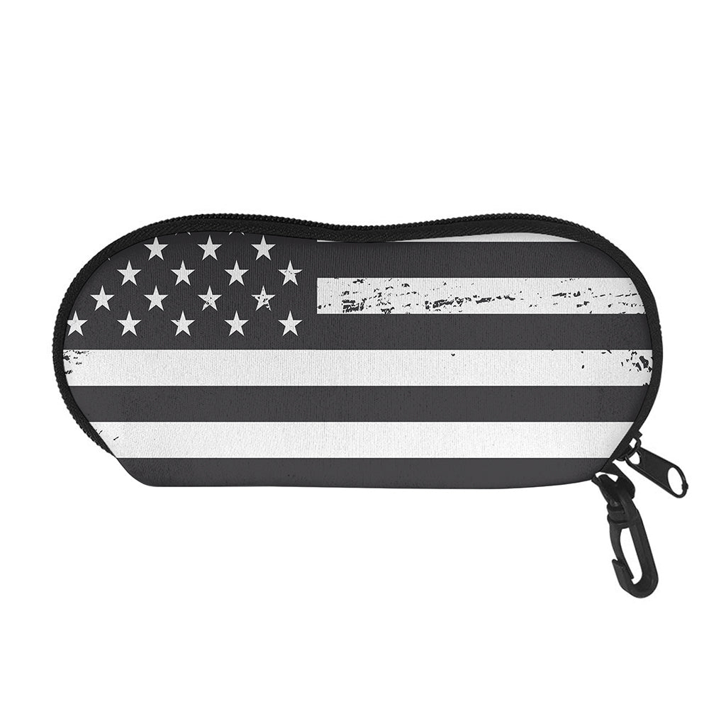 Grey And White American Flag Print Glasses Case