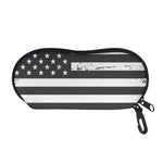 Grey And White American Flag Print Glasses Case