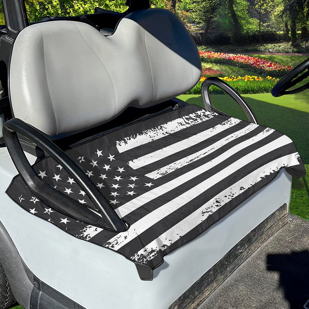 Grey And White American Flag Print Golf Cart Seat Cover