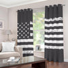 Grey And White American Flag Print Grommet Curtains