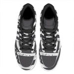 Grey And White American Flag Print High Top Leather Sneakers