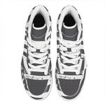 Grey And White American Flag Print High Top Leather Sneakers