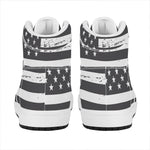 Grey And White American Flag Print High Top Leather Sneakers